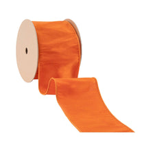 Load image into Gallery viewer, 4&quot; Wired Dupioni Ribbon | Pumpkin | 10 Yard Roll