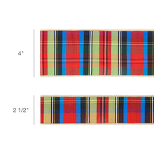 Load image into Gallery viewer, Wired Plaid Ribbon with Gold Dupioni Backing, 10 Yard Roll