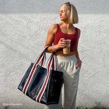 Load image into Gallery viewer, Case-Mate Navy Rugby Stripe Jelly Tote Bag