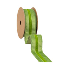 Load image into Gallery viewer, 1 1/2" Wired Velvet Ribbon w/ Trim | Green w/ Green Trim | 10 Yard Roll