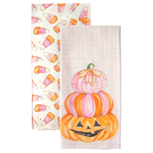 Pink Candy Corn Cotton Tea Towels