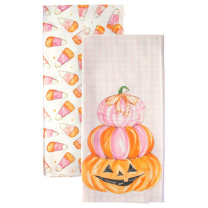 Pink Candy Corn Cotton Tea Towels