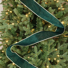 Load image into Gallery viewer, Wired Ribbon-Green hard velvet w. Gold Back (2.5inW)