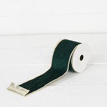Load image into Gallery viewer, Wired Ribbon-Green hard velvet w. Gold Back (2.5inW)