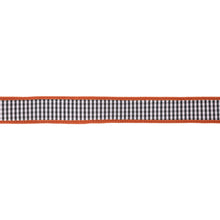 Load image into Gallery viewer, 1&quot; Wired Ribbon | Black/White Mini Check w/ Orange Backing | 10 Yard Roll