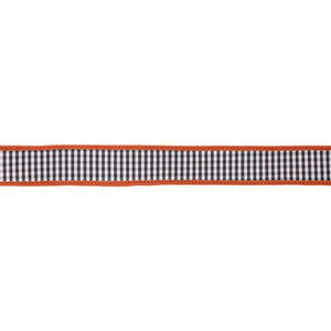 1" Wired Ribbon | Black/White Mini Check w/ Orange Backing | 10 Yard Roll