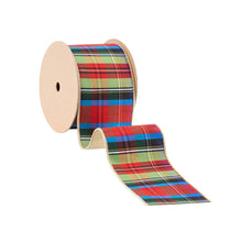 Load image into Gallery viewer, Wired Plaid Ribbon with Gold Dupioni Backing 10yd