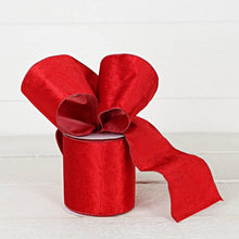 Load image into Gallery viewer, Wired Ribbon-Red Velvet with Metallic Red back (4inW)
