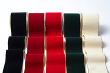 Load image into Gallery viewer, 4" Antique Gold Velvet Reversible Gold Wired Ribbon