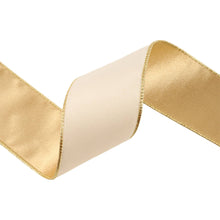 Load image into Gallery viewer, 2 1/2&quot; Reversible Classic Velvet Wired Ribbon | Ivory/Gold | 10 Yard Roll
