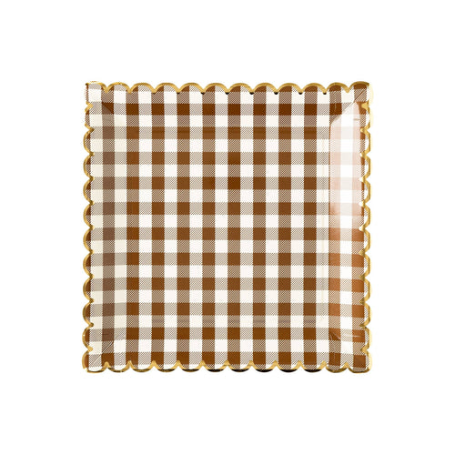 THP1142 - Brown Gingham Scalloped Plate