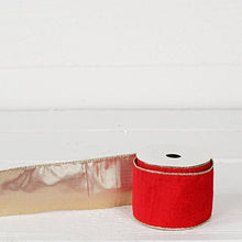 Load image into Gallery viewer, Wired Ribbon-Red hard velvet w. Gold Back (2.5inW)