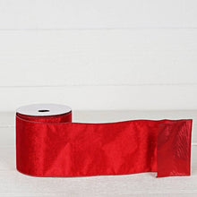 Load image into Gallery viewer, Wired Ribbon-Red Velvet with Metallic Red back (4inW)
