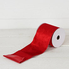 Load image into Gallery viewer, Wired Ribbon-Red Velvet with Metallic Red back (4inW)