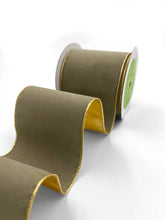 Load image into Gallery viewer, 4" Gray Velvet Reversible Gold Wired Ribbon