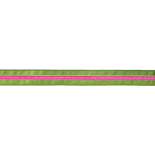 Load image into Gallery viewer, 1 1/2" Wired Velvet Ribbon w/ Trim | Green w/ Pink Trim | 10 Yard Roll