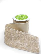 Load image into Gallery viewer, 4" Ivory Crushed Velvet Ribbon (Wired)
