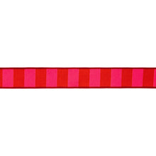 Load image into Gallery viewer, 1 1/2" Wired Dupioni Ribbon | Red/Pink Wide Horizontal Stripe | 10 Yard Roll