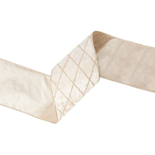 Load image into Gallery viewer, 4&quot; Wired Velvet Ribbon | Champagne with Glittered Diamond | 10 Yard Roll