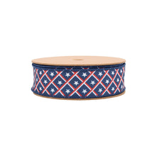 Load image into Gallery viewer, 1 1/2" Wired Ribbon | Patriotic Diamond Stars/Plaid | 10 Yard Roll