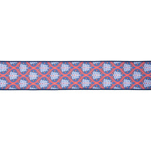 Load image into Gallery viewer, 4" Wired Dupioni Ribbon | Red/White/Blue Flame w/ Blue Backing | 10 Yard Roll