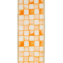 Load image into Gallery viewer, Vintage Check Dupioni, Orange/white, 2-1/2 In, 10 Yards