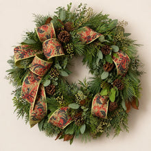 Load image into Gallery viewer, 4" x 5yd Red/Apple/Green Acanthus Jacquard Dupioni Fused Ribbon