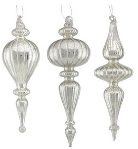 Silver Glass Finials Ornament