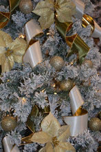 Load image into Gallery viewer, 3" Olive Satin Reversible Gold Metallic Wired Ribbon
