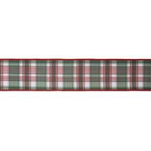Load image into Gallery viewer, Wired Reversible Dupioni Red/Green Plaid 10 Yard Roll