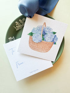 Nantucket Basket Blue Hydrangea Gift Tag
