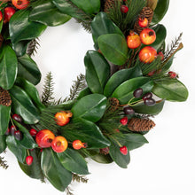 Load image into Gallery viewer, Magnolia Festive Holiday Wreath 24 Inch