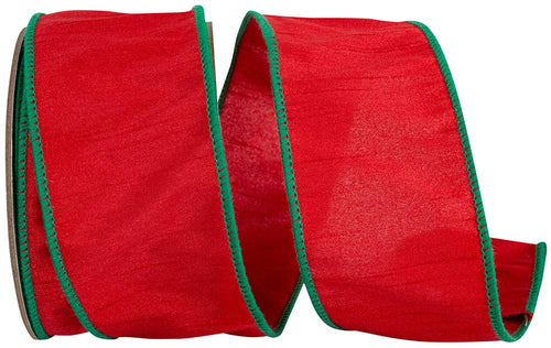 Dupioni Delight Christmas Wired Edge, Red/green, 2-1/2 In