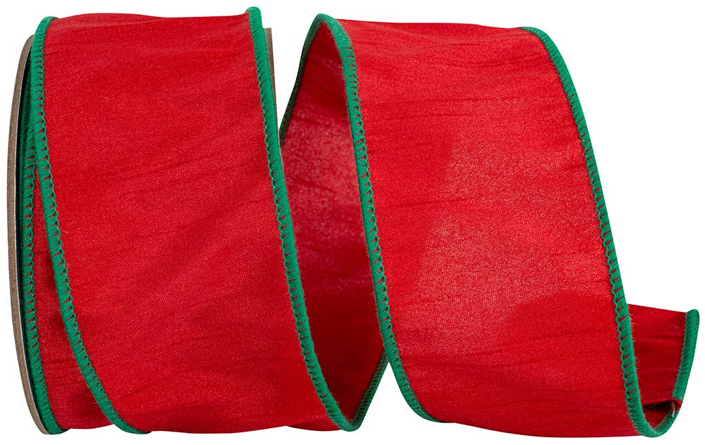 Dupioni Delight Christmas Wired Edge, Red/green, 2-1/2 In