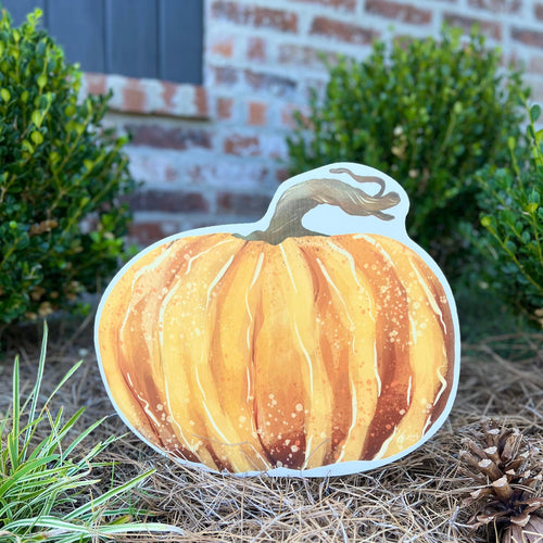 Speckled Orange Heirloom Pumpkin Garden Stake