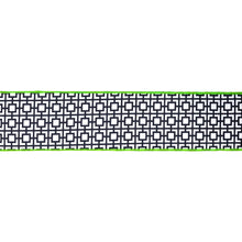 Load image into Gallery viewer, 4" Wired Dupioni Ribbon | Black/White Breeze Block w/ Lime Green Backing | 10 Yard Roll
