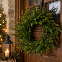 Load image into Gallery viewer, Mixed Pine w/ Soft Touch Norfolk and Cedar Wreath 24"