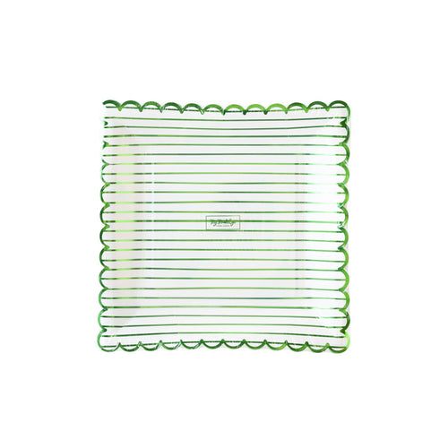 SPD1040 - Green Striped Paper Plate