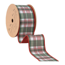 Load image into Gallery viewer, Wired Reversible Dupioni Red/Green Plaid 10 Yard Roll