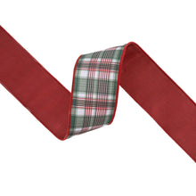 Load image into Gallery viewer, Wired Reversible Dupioni Red/Green Plaid 10 Yard Roll