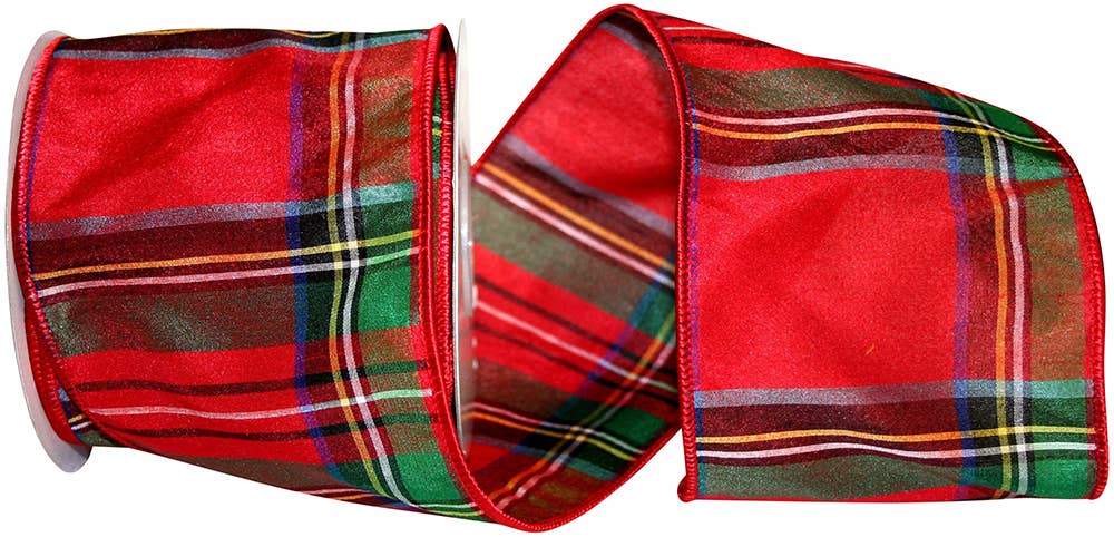 Alford Plaid Wired Edge, Red, 4 In, 10 Yards