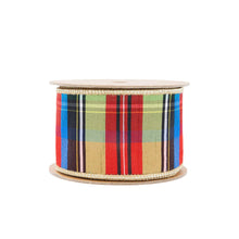 Load image into Gallery viewer, Wired Plaid Ribbon with Gold Dupioni Backing, 10 Yard Roll