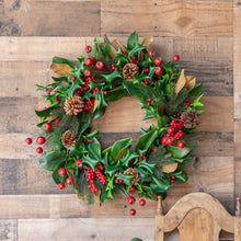 Load image into Gallery viewer, Magnolia &amp; Red Berry Wreath - 24 Inch