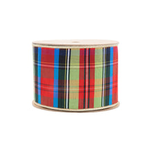 Load image into Gallery viewer, Wired Plaid Ribbon with Gold Dupioni Backing 10yd