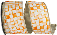 Load image into Gallery viewer, Vintage Check Dupioni, Orange/white, 2-1/2 In, 10 Yards