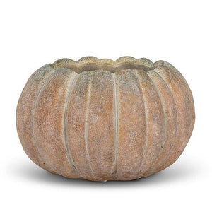 Cement Pumpkin Planter: Large Low (6.5"W)