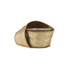 Load image into Gallery viewer, 2 1/2&quot; Wired Ribbon | Textured Gold Metallic Tissue Backing | 5 Yard Roll