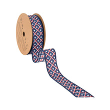 Load image into Gallery viewer, 1 1/2" Wired Ribbon | Patriotic Diamond Stars/Plaid | 10 Yard Roll