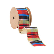 Load image into Gallery viewer, Wired Plaid Ribbon with Gold Dupioni Backing, 10 Yard Roll