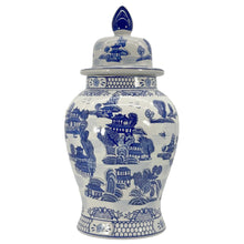 Load image into Gallery viewer, Blue &amp; White Chinoiserie Ceramic Jar 25": Classic Landscape